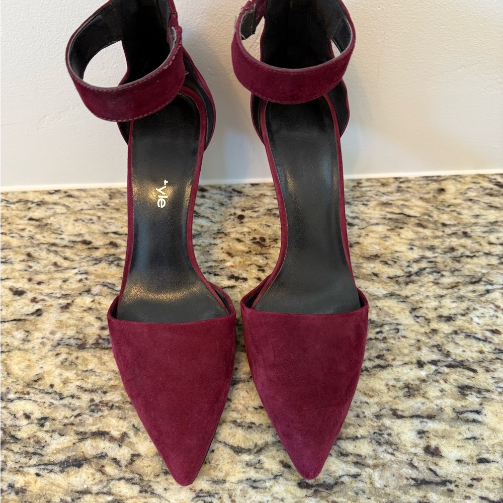 Nine West Burgundy Suede Heels